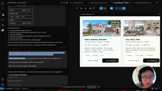 Real-time ASCII wireframe generation in Superdesign