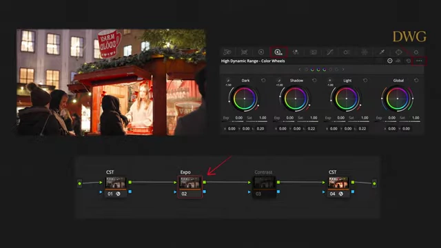 Adjusting the "Light" range in HDR Color Wheels to recover overexposed tungsten glow