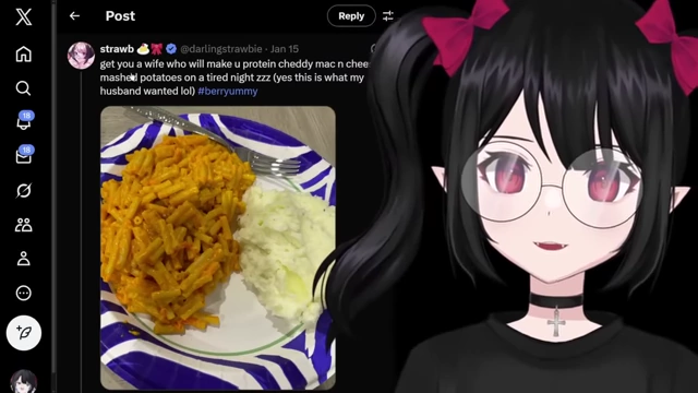 Darling Stro's tweet showing the meal she cooked for Rev.