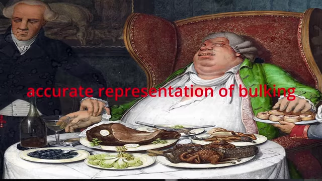 A satirical painting representing the gluttonous nature of his bulking phase