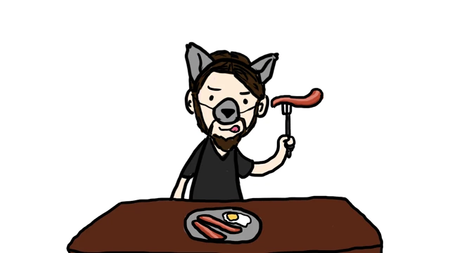 大灰狼吃香肠，暗示小猪被吃掉