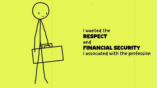 The underlying desire for respect and financial security, not the profession itself.