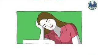 A depiction of a person looking very tired, indicating iron deficiency.