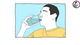 An illustration of a person drinking water.