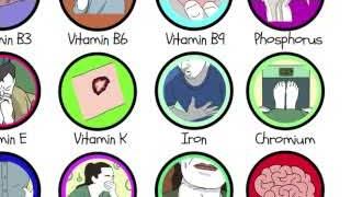 Overview of vitamin and mineral deficiencies with their associated symptoms.