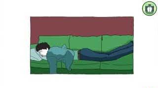 A person lying exhausted on a couch.