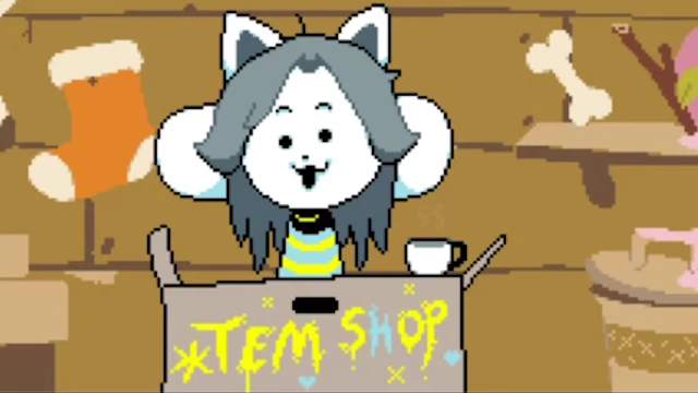 《Undertale》中的Temmie角色，代表复古风格游戏