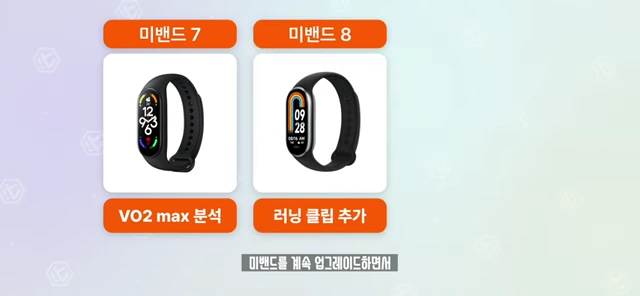 미밴드 7, 미밴드 8 운동 기능 추가 내역