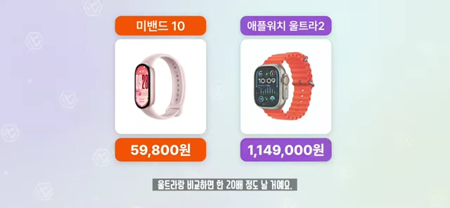 미밴드 10 vs 애플워치 울트라 2 가격 비교