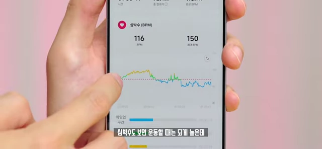 미 피트니스 앱 실내 사이클 심박수 그래프
