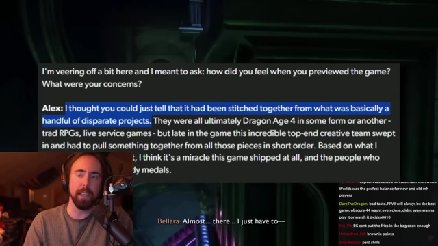《Dragon Age: The Veilguard》的开发过程被描述为由多个不同项目拼凑而成，最终由《质量效应》团队挽救。