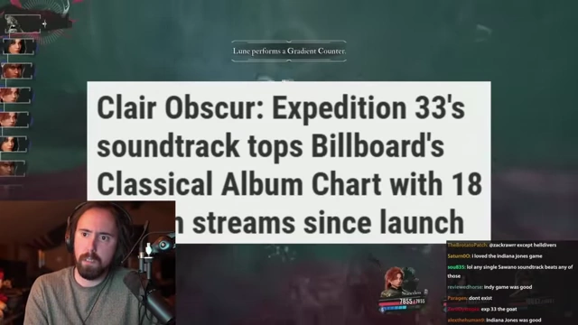《Clair Obscur: Expedition 33》的原声带在Billboard古典专辑榜上连续10周位居榜首，上线以来已获得超过1800万次播放。