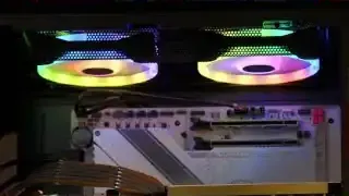 Final build with RGB fans reflecting in the GPU block