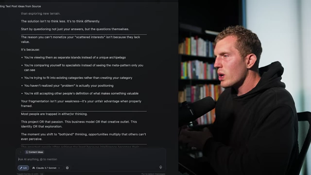 AI-generated text posts based on existing content ideas.