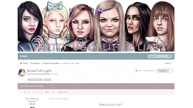 Forum post on "Pretty Ugly Little Liars" by DulcetRefrain about "loli e-girls."