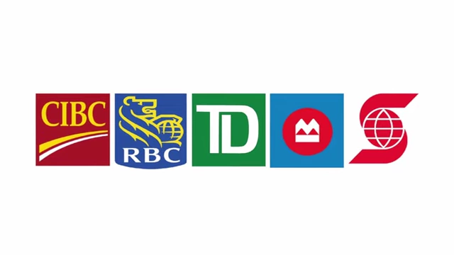Logos of five major Canadian banks: