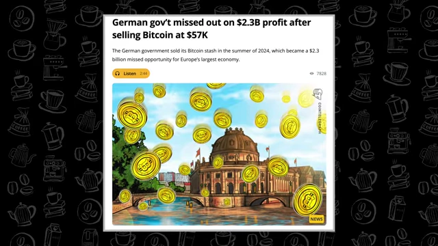 News article about the German government missing out on a significant Bitcoin profit by selling too early