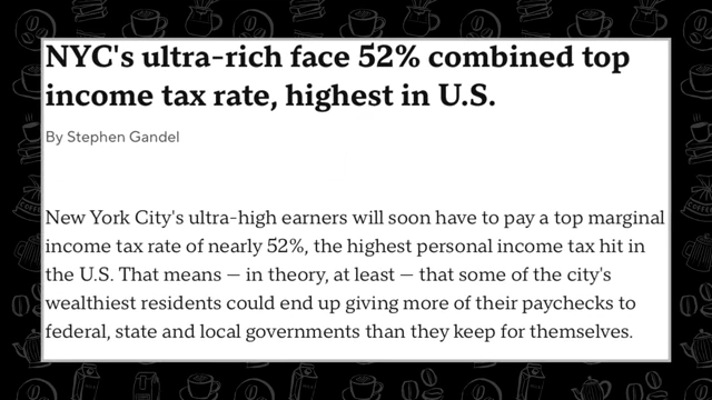 News article detailing New York City's ultra-high income tax rate of nearly 52% for the ultra-rich