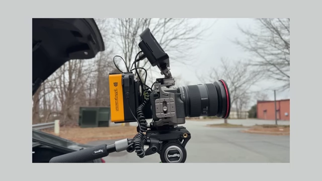 The VB99 Pro Mini V-Mount Battery mounted on a camera rig
