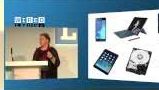 Various electronic devices, including a smartphone, laptop, desktop computer, tablet, hard drive, and video camera, are displayed.