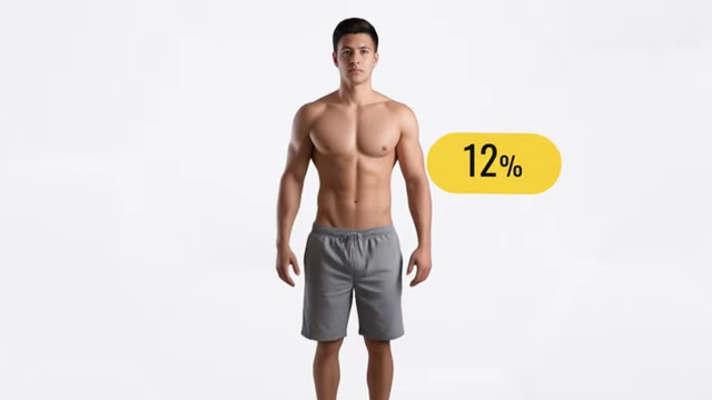A visual representation of a man at 12% body fat, illustrating the lean physique often targeted in Layer 3.