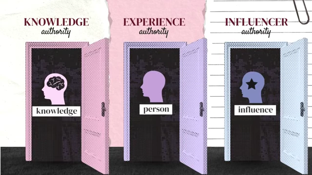 Three types of authority: Knowledge, Experience, and Influence
