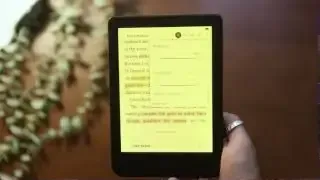 A Kobo e-reader displaying content with a warm light tint.