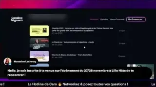 Caroline Mignaux's website showing upcoming events.