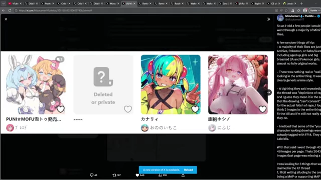 Examples of generic anime-style art from Mimi Yanagi's Pixiv likes, demonstrating the "mild" nature of her preferred content.