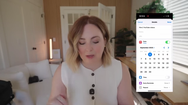 Setting a date and time for a reminder in Apple Reminders