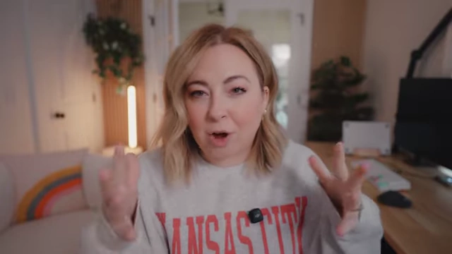 The speaker demonstrates posing for a video thumbnail immediately after filming the main content.