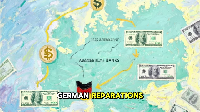A diagram illustrating American loans flowing into Germany to fund reparation payments