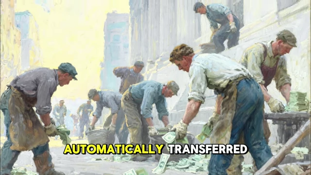 German citizens shoveling money that is transferred to American creditors