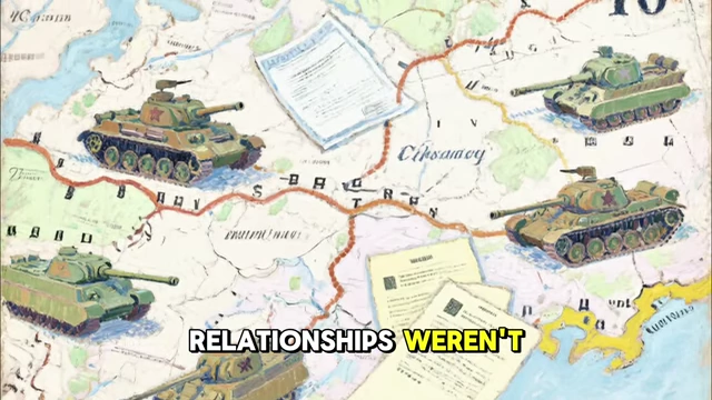 A map showing tanks and documents, illustrating corporate involvement in Germany's rearmament
