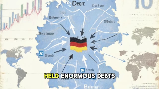 A map of Germany with arrows depicting debts owed and debts held from surrounding nations