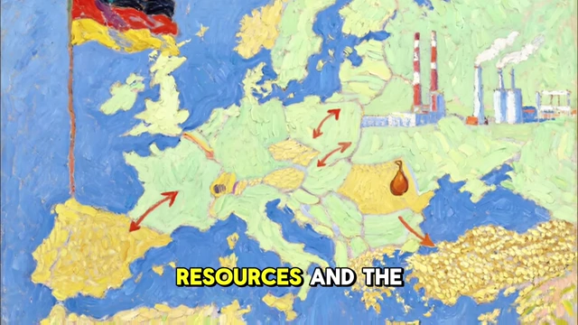 A map of Europe with arrows showing resources flowing from conquered territories to Germany