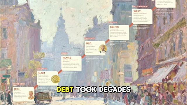 A timeline showing various historical events and debt repayments, including Britain's Lend-Lease payment in 2006