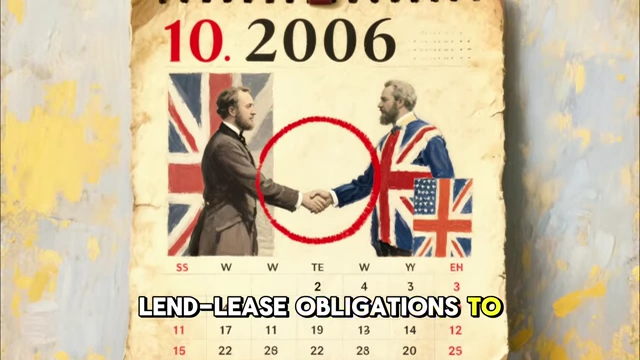 A calendar for 2006 showing a handshake between British and American figures, marking the end of Lend-Lease obligations