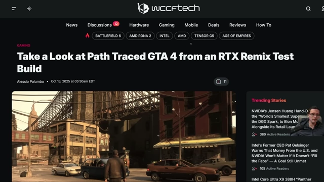 《GTA 4》RTX Remix测试版的光线追踪画面截图