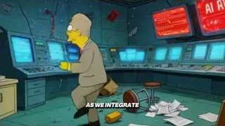 AI-generated image showing Homer in a control room, referencing an AI takeover in Springfield