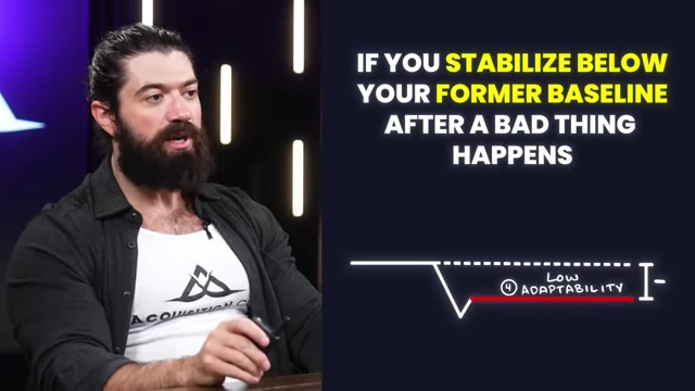Low adaptability means settling at a lower baseline, becoming worse off