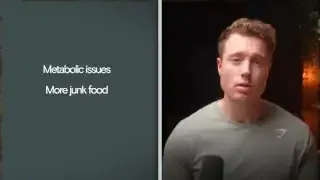 Text on screen lists metabolic issues and more junk food as consequences of social jet lag