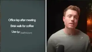List of practical exercise snacking ideas: Office lap, Brisk walk for coffee, Use far bathroom
