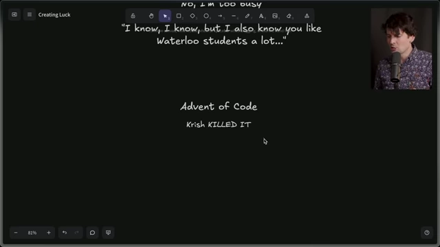 Theo's notes on "Advent of Code" and how his interaction with Chris through this programming challenge led to a valuable connection.
