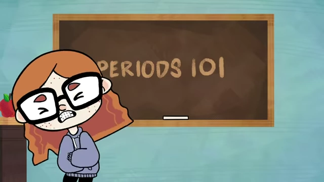 The speaker presents a "Periods 101" lesson on a chalkboard, preparing to correct misconceptions.