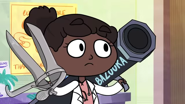 A cartoon doctor holding a speculum and a large "IUD Bazooka" tool, representing the invasive nature of IUD insertion.