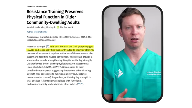 Speculation that daily activities helped older non-trained individuals maintain strength
