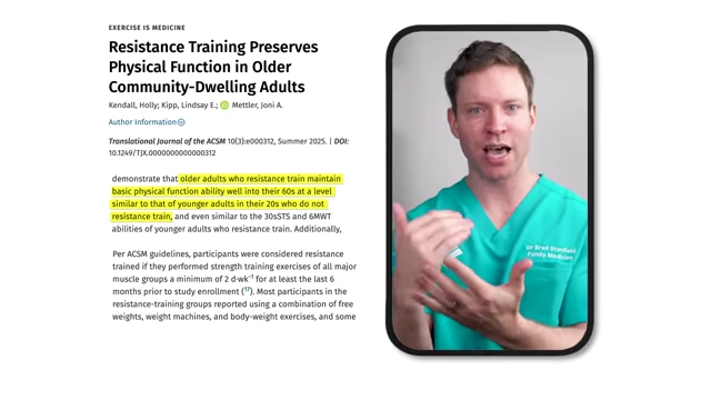 Main finding: Older adults who resistance train maintain physical abilities similar to younger, untrained adults