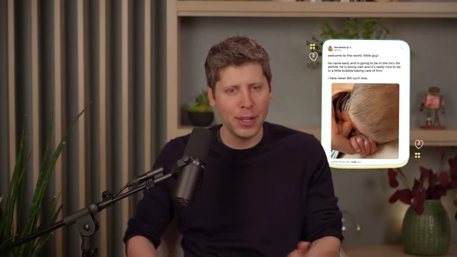 Sam Altman's personal tweet welcoming his son to the world and sharing his profound love.