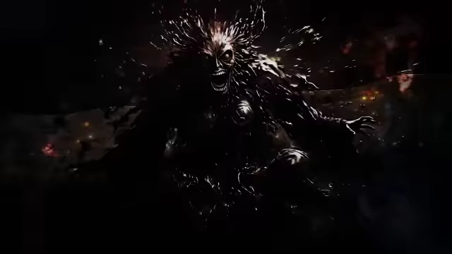 An abstract, dark, and chaotic demon face represents Choronzon